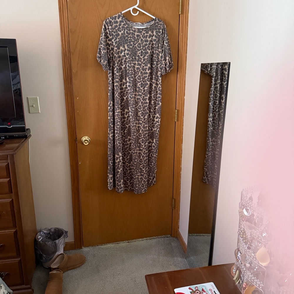 Leopard Print Midi Dress